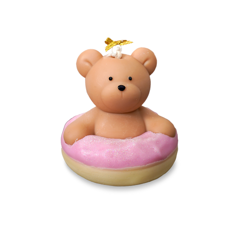 Bear Candle Pink Donut